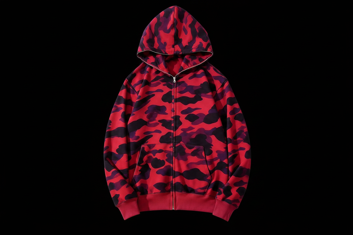 Red camo zip-up jacket